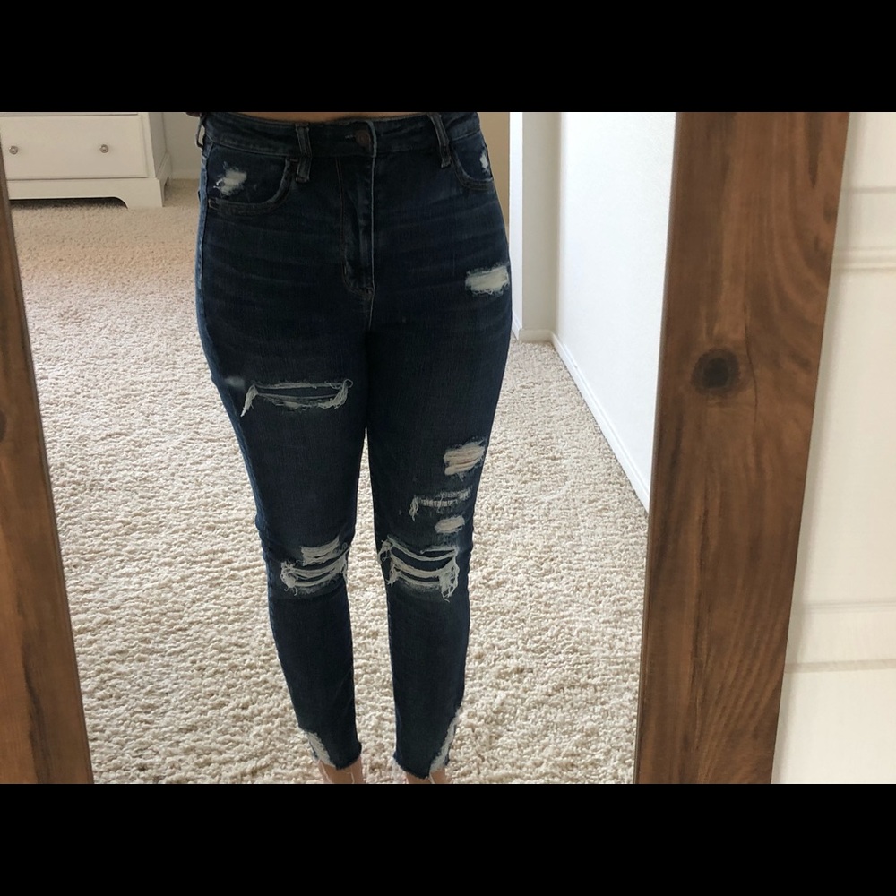 American Eagle medium wash jeans.